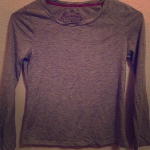 Gray Ruffled Collar Long Sleeve Shirt